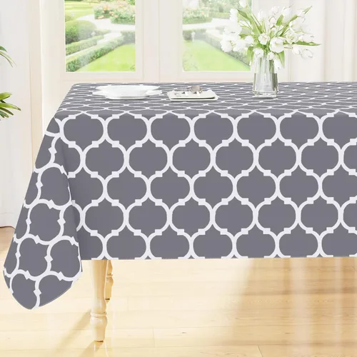 Miniatura 22 de Smiry Mantel redondo de plástico para mesa, mantel de vinilo impermeable con parte trasera de franela para mesas redondas, lavable y a prueba