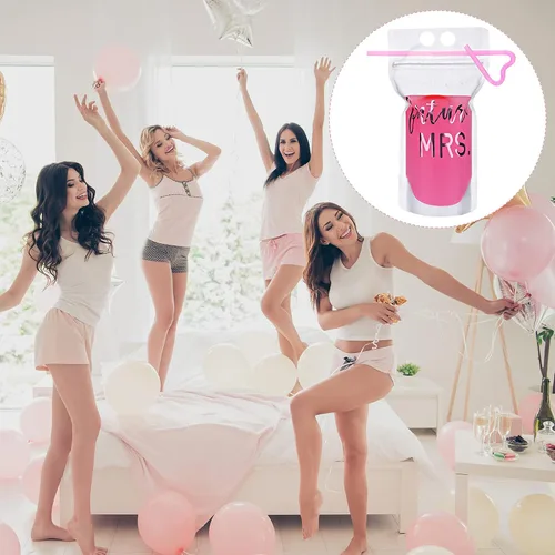 Miniatura 5 de Patelai 16 vasos para bebidas de despedida de soltera con pajilla, bolsas desechables de jugo de 17 onzas, vasos desechables para bodas y despedidas