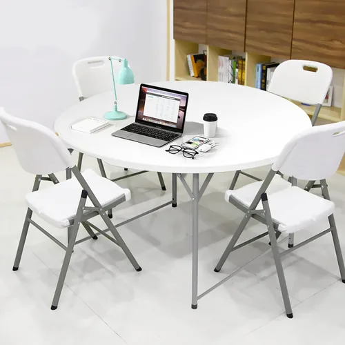 Miniatura 2 de Mesa plegable redonda de 48 pulgadas, mesa de comedor de plástico plegable para bodas, fiestas, jardín, patio