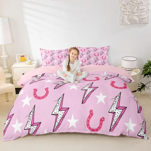 Miniatura 13 de Juego de funda de edredón con lazo de dibujos animados para niños, tamaño individual, juego de ropa de cama de mariquita, escarabajo, insecto