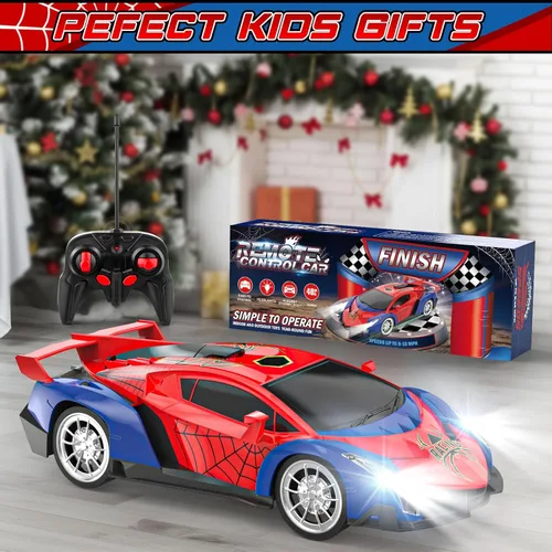 Miniatura 7 de Growsland Coche de Control Remoto para Niños, Coches RC para Niños 1:18 Vehículo Eléctrico Juguete Coche de Carreras Hobby con Luces y Controlador