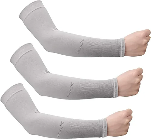 Miniatura 7 de Bacophy 3/6 pares de mangas refrescantes con protección UV para mujeres y hombres, cubierta de brazo UPF 50 3 pares negro+gris+blanco