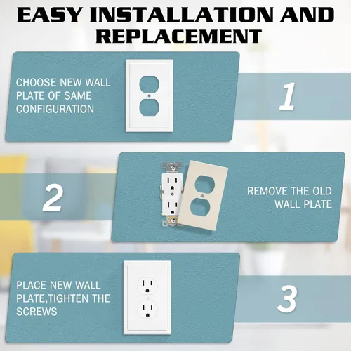 Miniatura 5 de Placa de Pared Decorativa de Borde Moderno de 1-Gang para Cubierta de Interruptor y Tomacorriente, Placa Frontal Eléctrica Dúplex Individual