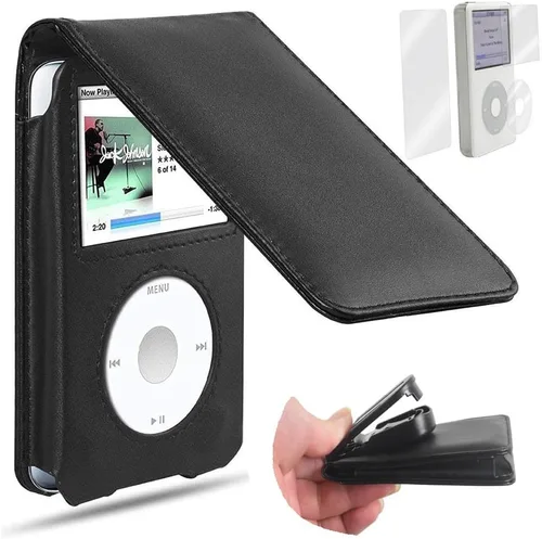 Miniatura 2 de Funda protectora de cuero para Apple iPod Classic 6ª, 7ª, 80 GB, 120 GB delgada 160 GB y iPod Video 5th 30 GB con clip para cinturón + protector