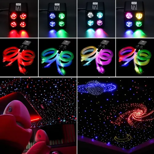 Miniatura 2 de AKEPO Home Car 36W 4 Colores Luz de Fibra Óptica Parpadeante, Total 1000pcs*0.75mm/0.03in Kit de Techo de Estrellas Luz de Techo de Cielo