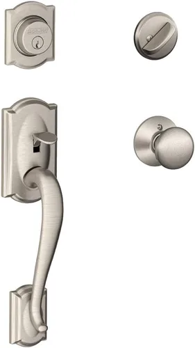 Miniatura 29 de Schlage F60 V CAM 716 ACC - Juego de manijas para puerta de entrada con manija Accent, diseño Camelot, cerradura de entrada con llave de lado único