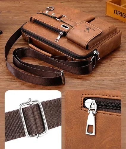Miniatura 7 de Tellrain Maletín de negocios para hombre, bolsa de mensajero de piel sintética, bolsa de viaje de oficina para negocios, viajes y escuela