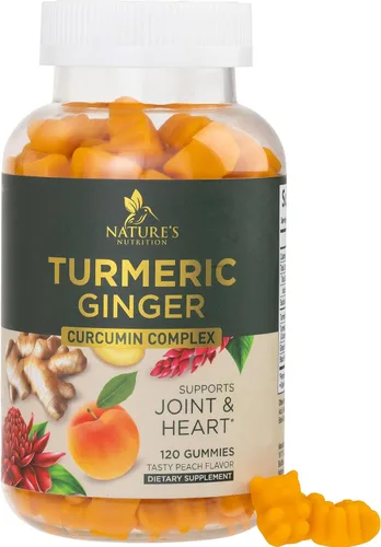 Gomitas de suplemento de curcumina de cúrcuma – 95% de curcuminoides con cúrcuma y jengibre, pimienta negra para una mejor absorción, apoyo
