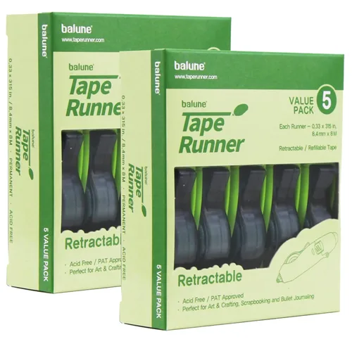 Miniatura 9 de Tape Runner - Cinta adhesiva de doble cara con rodillo dispensador incluido - Sin ácidos, pegajosa, clara y transparente - Ideal para álbumes