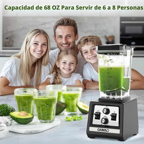 Miniatura 5 de OMMO Licuadora para batidos: Licuadoras de pico de 1800 W para cocina, jarra sin BPA de 68 onzas, temporizador y control de velocidad, 6 cuchillas