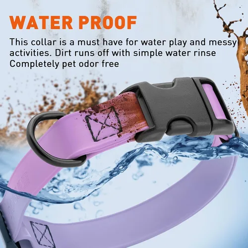 Miniatura 4 de Dogline Biothane - Collar impermeable para perro con hebilla de liberación rápida, resistente cincha de nailon recubierta con resistente y a prueba