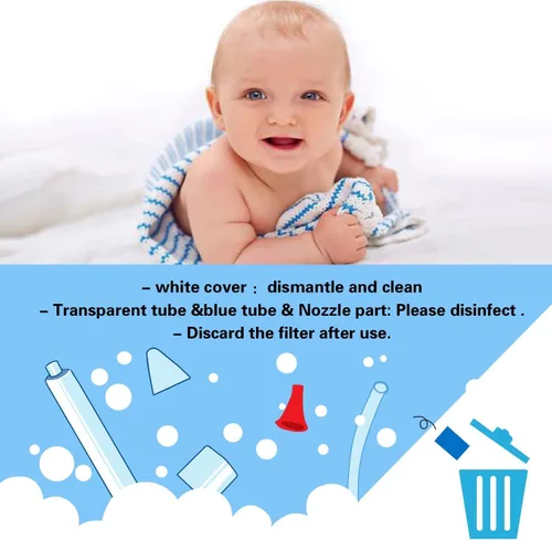 Miniatura 6 de Aspirador nasal para bebés con 24 filtros y punta de silicona suave, diseño sellado para recién nacidos, bebés, niños pequeños, sin BPA, lavable a