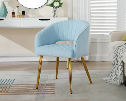 Miniatura 2 de KCC Silla de Escritorio Moderna de Terciopelo Sillón de Acento Tapizado Sillas Copetudas Sillas de Comedor, Sillas de Tocador Copetudas Silla