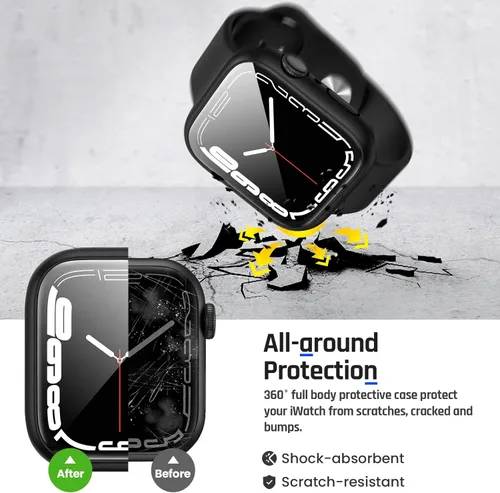 Miniatura 6 de Goton - Funda impermeable 2 en 1 para Apple Watch Serie 9 8 7, protector de pantalla de 41 mm, cubierta frontal de vidrio protector 360, parachoques
