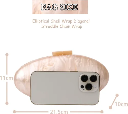Miniatura 2 de KUANG! Bolsos de noche para mujer, de acrílico, con forma de mejillón, bolso cruzado de hombro, bolso cruzado de cadena para fiesta de boda