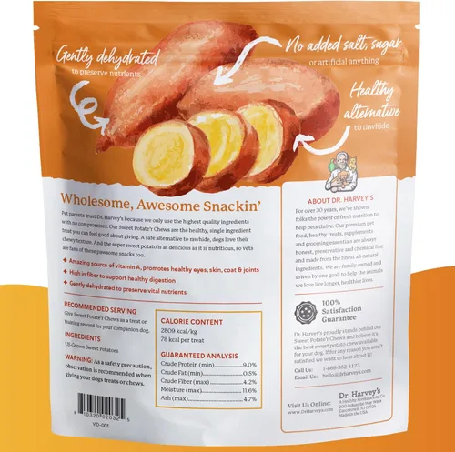 Miniatura 2 de Dr. Harvey's Sweet Potate'r Chews - Golosina natural de batata para perros (16 onzas)