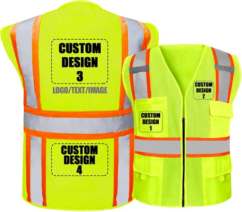 Miniatura 49 de BeautyWill Chaleco de seguridad personalizado Logo Clase 2 Chaleco reflectante de alta visibilidad con bolsillos Ropa de trabajo de construcción