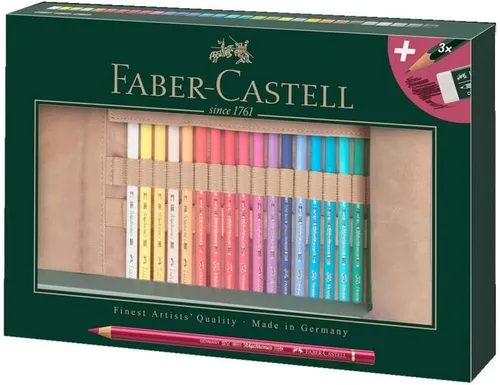 Faber-Castell Art & Graphic Polychromos - Lápiz de color, multicolor, rollo de 34, para arte, manualidades, dibujo, bocetos, hogar, escuela,