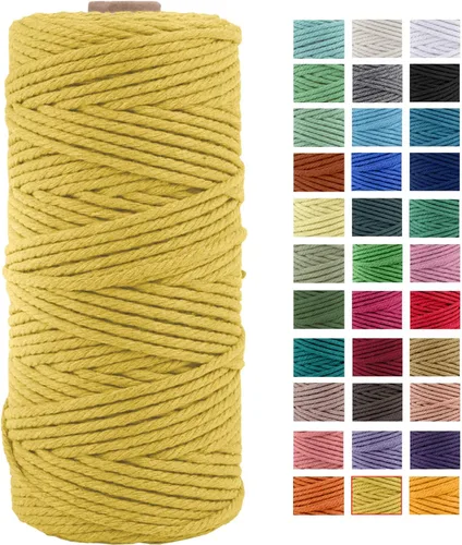 Miniatura 17 de Cuerda de macramé de algodón natural grueso de 3mm x 109 yardas, cuerda de algodón torcido de 4 hebras para macramé suave de color natural hecho a