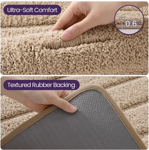 Miniatura 6 de DEXI Tapetes de baño de microfibra absorbente de 17 x 30 pulgadas, secado rápido, lavables con respaldo antideslizante para suelo de ducha