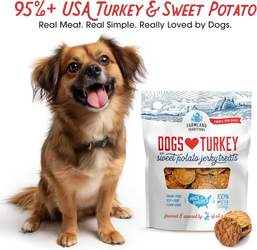 Miniatura 2 de Farmland Traditions Golosinas premium de pavo y batata sin relleno para perros, bolsa de 3 libras