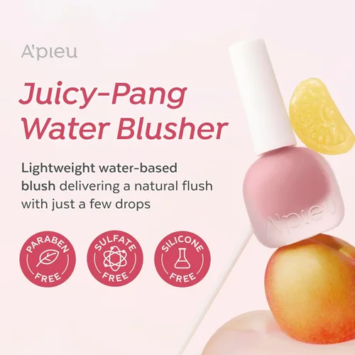 Miniatura 2 de A'PIEU Juicy-Pang Water Blusher [PK04] - Rubor líquido afrutado para mejillas, color modulable y difuminable, acabado húmedo hidratante con mezcla