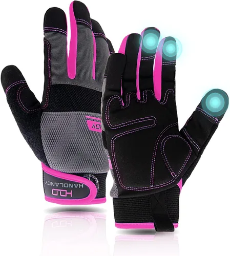 AIGEVTURE Guantes de trabajo para hombre y mujer, guantes de jardinería de uso general con pantalla táctil, guantes de mecánico delgados de trabajo