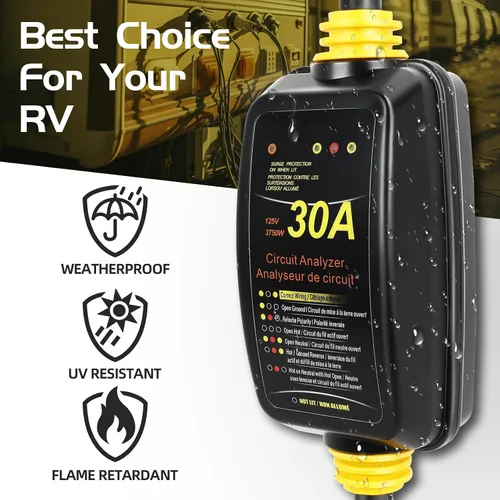 Miniatura 4 de FAHKNS Protector contra sobretensiones RV de 30 amperios, protector de potencia con protección contra sobretensiones de hasta 2100 julios