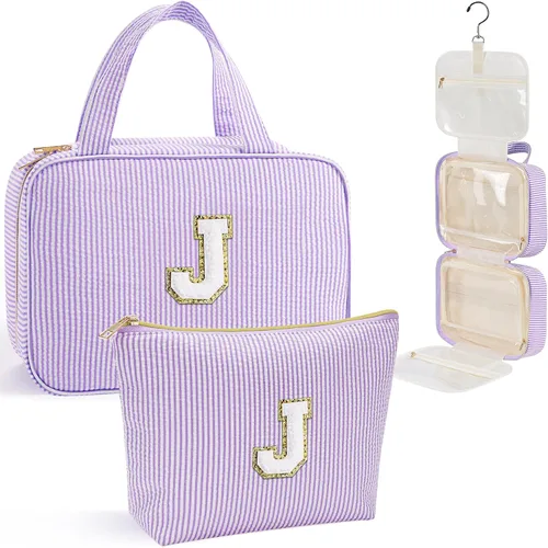 Miniatura 45 de YOOLIFE Regalos de cumpleaños para mujeres adolescentes, neceser colgante con inicial para mujeres, adolescentes y niñas, bolsa de aseo de viaje