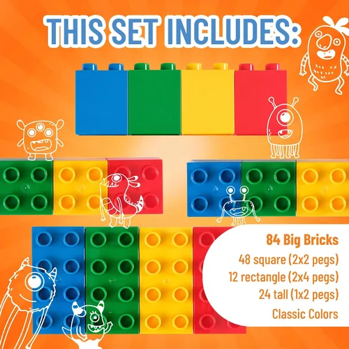 Miniatura 3 de Juego de bloques grandes, bloques de construcción grandes para edades de 3 años en adelante, 100% compatible con todas las principales marcas