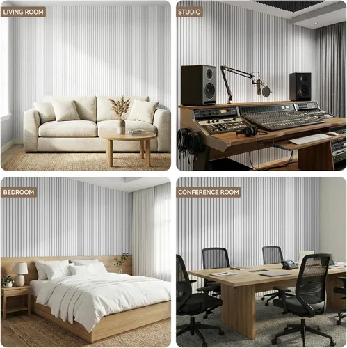 Miniatura 9 de Paquete de 10 paneles acústicos, paneles de pared grandes de 47 x 24 x 0.38 pulgadas, paneles autoadhesivos que absorben el sonido, paneles a prueba