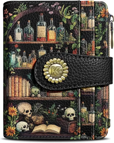 Miniatura 45 de Kelvoris Cartera pequeña Rfid para mujer, plegable, con cremallera, bolsillo para monedas, piel sintética, compacto, para tarjetas de crédito