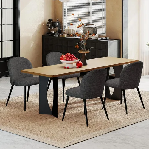 Miniatura 12 de Juego de 2 sillas de comedor tapizadas, modernas sillas auxiliares de cocina con asiento acolchado, cómodas patas de estudio de tela de felpilla
