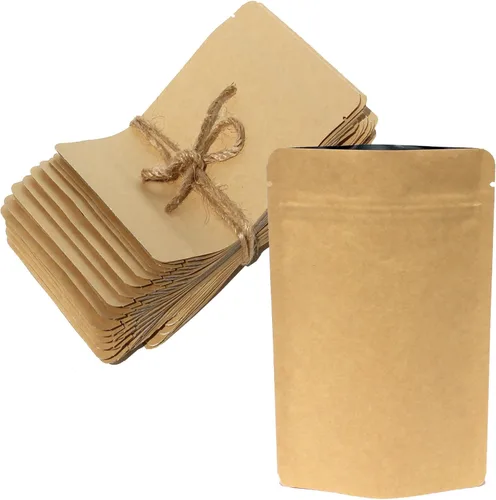 Miniatura 9 de AwePackage Bolsas de papel kraft resistentes con cierre resellable (1 onza - 16 onzas) – Cumple con la FDA y USDA (50, 1 oz)