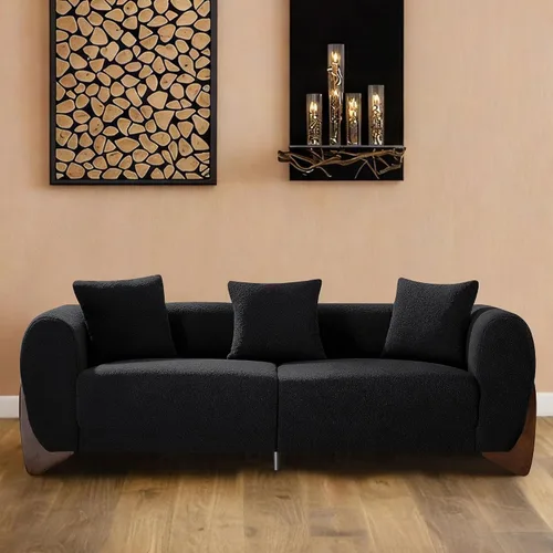 Miniatura 20 de Sofá Sherpa Boucle Moderno Tipo Nube de 3 Plazas de 87", Sofá con Patas de Madera Maciza, Asiento Extra Profundo de 25", Cómodo Sofá Tapizado