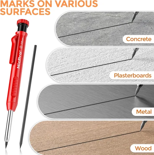 Miniatura 6 de Nicpro 24 Piezas de Recarga de Plomo para Lápices de Carpintero 2.8mm, Plomo Resistente a las Roturas para Lápices de Construcción y Carpintería