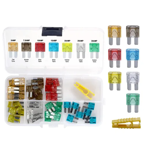 Fusibles automotrices ACBungji Auto Car Micro II 2 fusibles de hoja mejorado surtido 5A 7.5A 10A 15A 20A 25A 30A ATO ATC 50 piezas para SUV, camión,