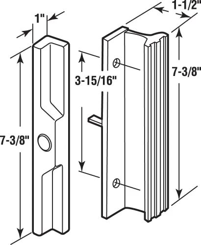 Miniatura 2 de Prime-Line C 1058 - Manija para puerta corrediza de patio de 3-15/16 pulgadas, color negro, estilo embutido (paquete individual)
