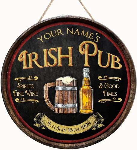 Miniatura 27 de ARTSY WOODSY Letrero de madera de pub irlandés personalizado (no tallado real), decoración del día de San Patricio, accesorios de placa de arte