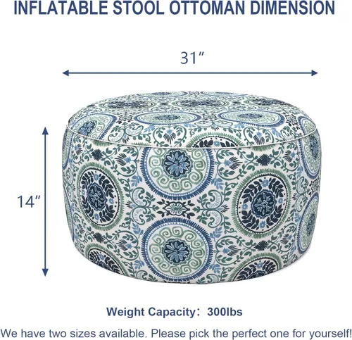 Miniatura 2 de Taburete inflable para exteriores de 31 pulgadas de diámetro x 14 pulgadas de alto, taburete portátil para todo tipo de clima, taburete de muebles