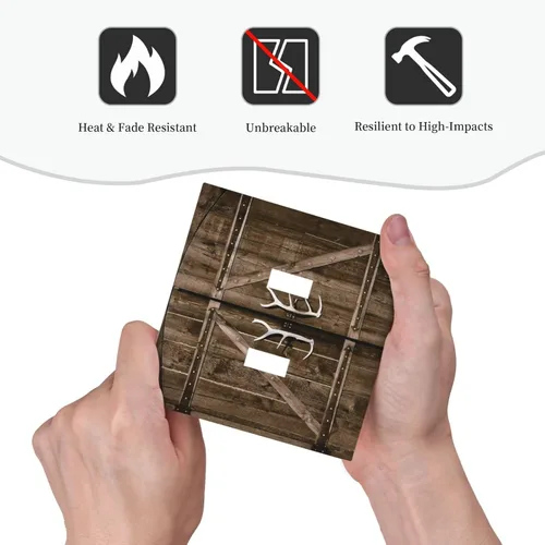 Miniatura 425 de Placa Decorativa de Pared de Granja Rústica con Cuerno de Madera para Puerta de Granero 1 Banda Duplex Cubiertas de Toma Eléctrica Soltera