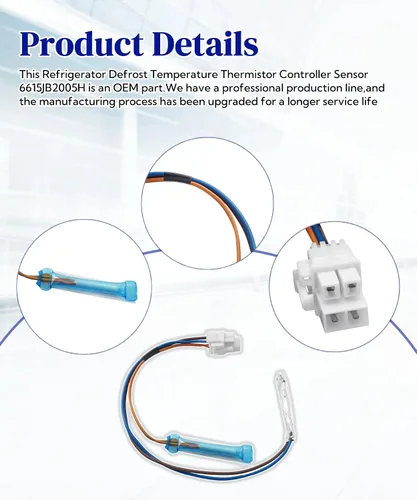 Miniatura 4 de 6615JB2005H - Sensor de temperatura de descongelación para refrigerador LG Kenmore, reemplaza 6615JB2005M, 1266868, AP4438477, PS2451792