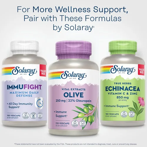 Miniatura 6 de SOLARAY Extracto de hoja de olivo suplemento al 22%, 250 mg 120