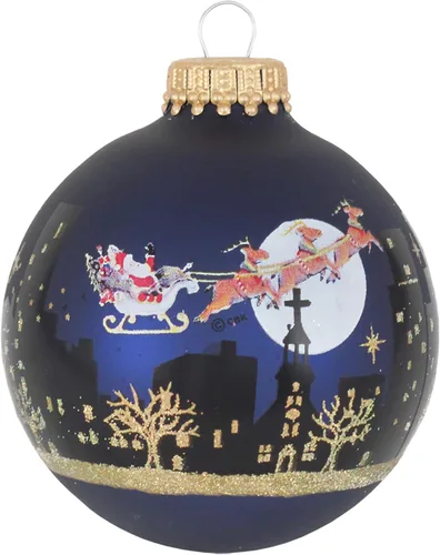 Miniatura 29 de Adornos de árbol de Navidad de vidrio - 67 mm/2.625" [4 piezas] Bolas decoradas de Adornos navideños sin costuras para colgar de Christmas by Krebs