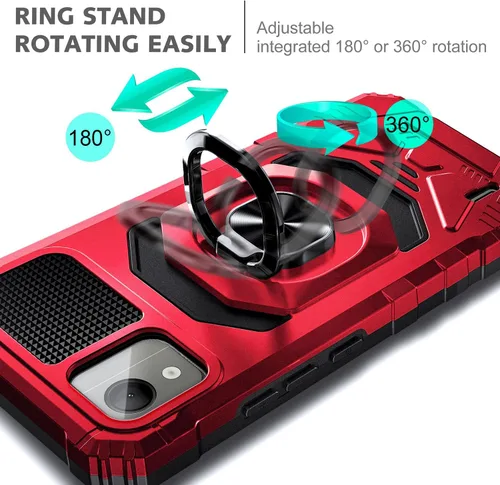 Miniatura 5 de NZND Funda para Nokia C110 con protector de pantalla de vidrio templado (cobertura máxima), protección de cuerpo completo [grado militar], funda Rojo