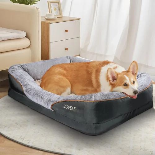 Miniatura 8 de Cama Joyself ortopédica de espuma viscoelástica con cubierta lavable extraíble para perro y juguetes con sonido de regalo, Gris