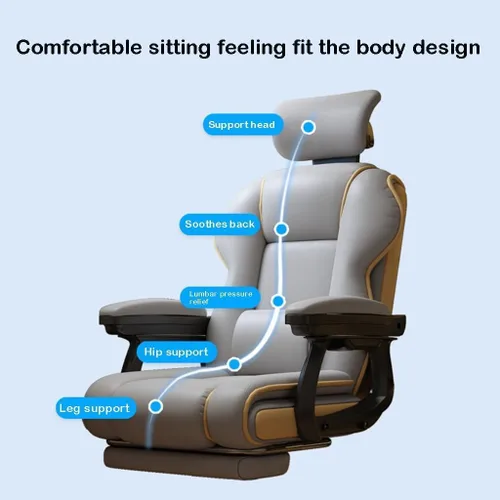 Miniatura 4 de Silla ergonómica de oficina, cómoda silla reclinable con respaldo alto para computadora con reposacabezas y almohada lumbar de 102 a 43.3 in, Blanco