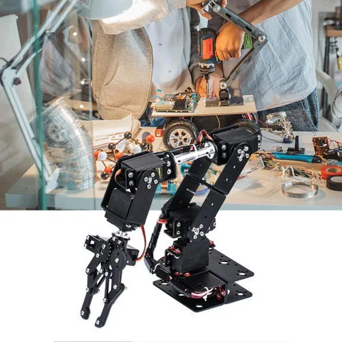 Miniatura 2 de Brazo mecánico negro, engranaje de dirección analógica MG996, kit de garra de brazo mecánico 6DOF manipulador DOF piezas de robot industrial
