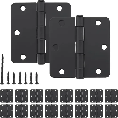 Miniatura 10 de HOME MASTER HARDWARE Paquete de 3 bisagras redondeadas de color negro mate, bisagras de puerta interior de 3.5 pulgadas, esquinas de radio de 1/4