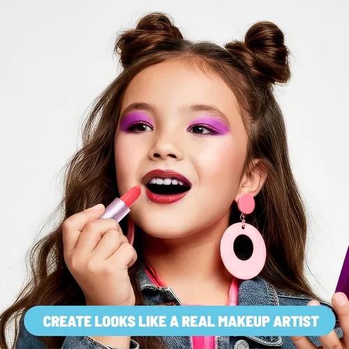 Miniatura 3 de Claire's Kit de maquillaje definitivo, juego de cosméticos reales de 18 piezas, maquillaje para niños de 8 a 12 años, juguetes para niñas y regalo
